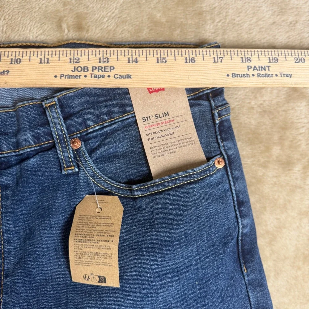 Levis 511 Slim Fit Jeans Mens 36x29 Medium Wash Blue Advanced Stretch 04511-2595